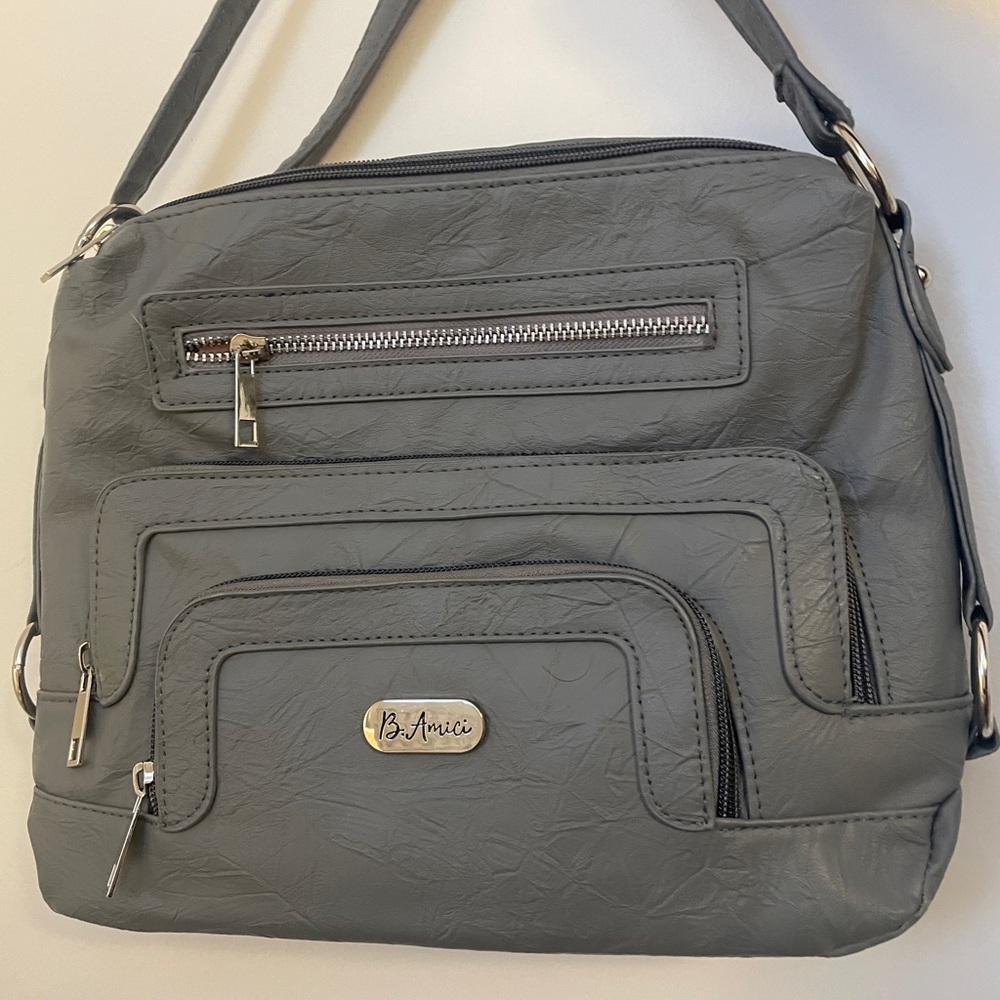 B.Amici Gray Leather Margot Bag